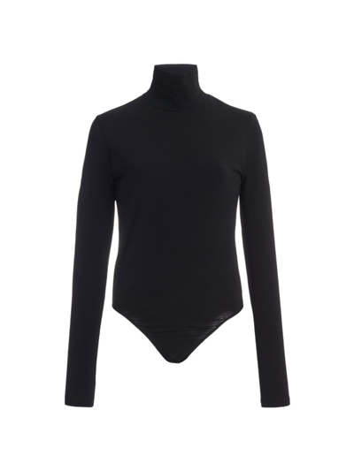 Shop Another Tomorrow Women's Long-sleeve Turtleneck Bodysuit In Black