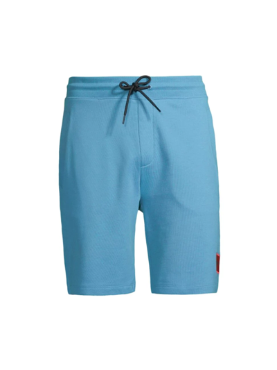 Shop Hugo Cotton Jersey Shorts In Medium Blue