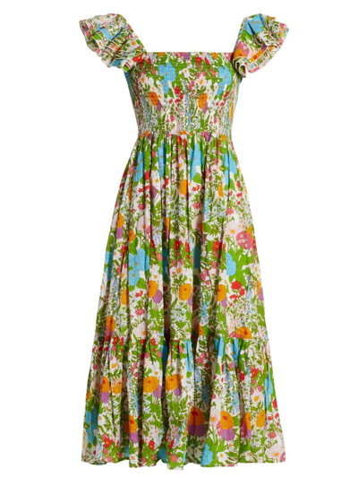 Shop Mille Women's Olympia Floral Cotton Dress In Summer Garden
