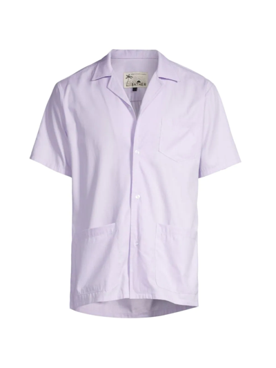 Shop Bather Men's Solid Camp Shirt In Lavender