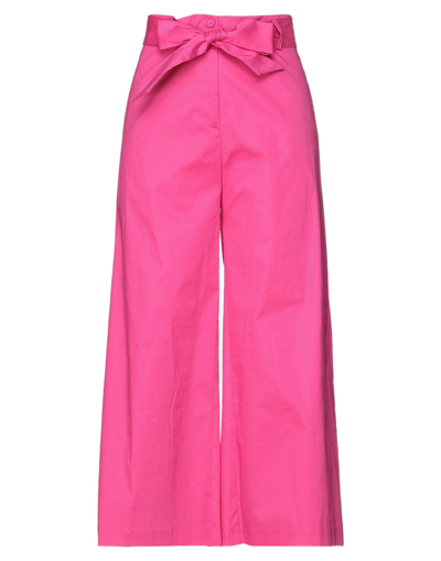 Shop Access Fashion Woman Pants Fuchsia Size L Cotton, Elastane In Pink