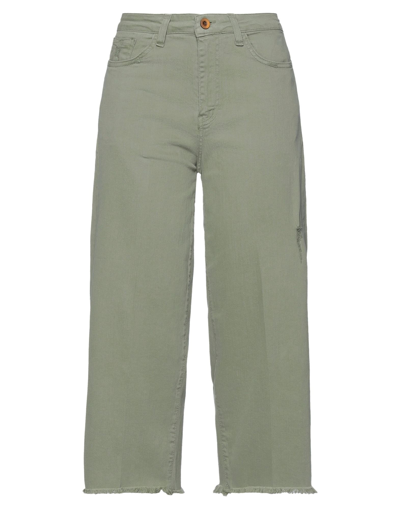 Shop Bonheur Woman Jeans Military Green Size 27 Cotton, Elastane