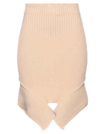 Shop Adamo Andrea Adamo Andreādamo Woman Mini Skirt Beige Size L Viscose, Polyester, Polyamide, Elastane