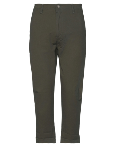 Shop S.d S. D Man Cropped Pants Military Green Size 32 Cotton, Elastane