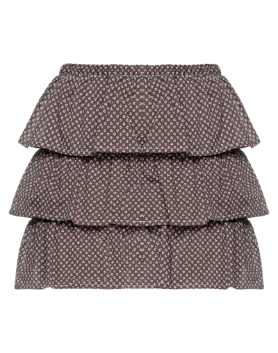 Shop Altea Woman Mini Skirt Dark Brown Size 8 Cotton