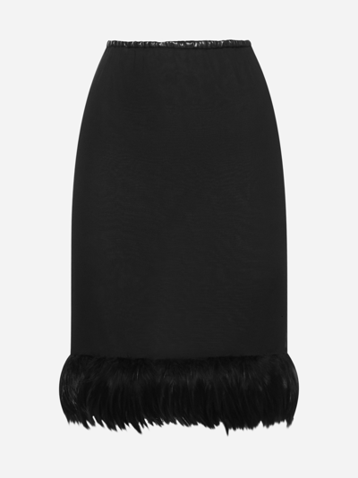 Shop Saint Laurent Feathers-hem Silk Skirt