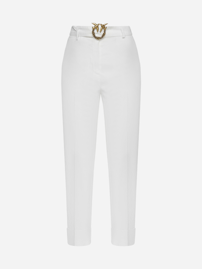 Shop Pinko Plaza Belted Linen And Viscose Trousers