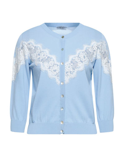 Shop Liu •jo Woman Cardigan Sky Blue Size Xs Viscose, Polyamide