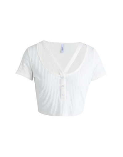 Shop Only Woman T-shirt White Size L Polyester, Viscose, Elastane