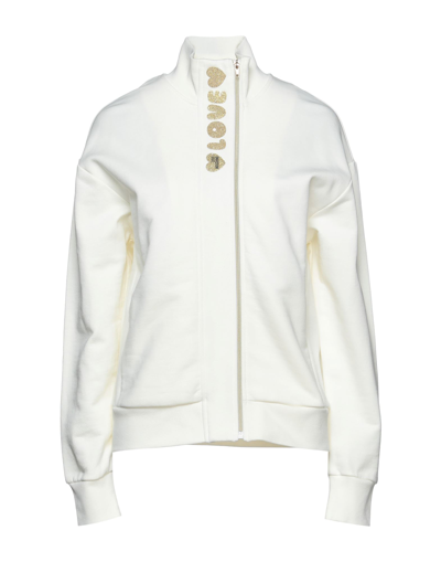 Shop Love Moschino Woman Sweatshirt Ivory Size 6 Cotton, Elastane In White