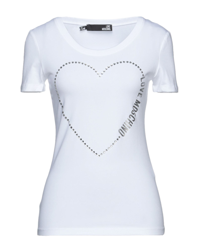 Shop Love Moschino Woman T-shirt White Size 10 Cotton, Elastane