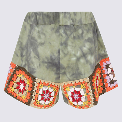 Shop Tu Lizé Army Green Cotton Shorts