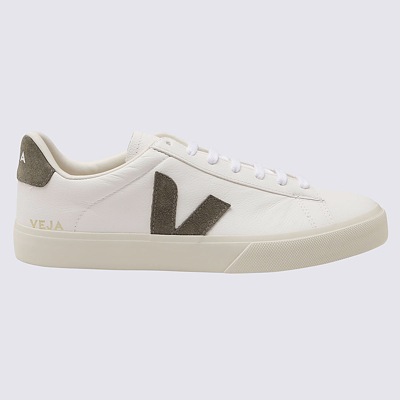 Shop Veja White And Khaki Leather Campo Sneakers In Extra_white_kaki