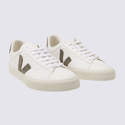 Shop Veja White And Khaki Leather Campo Sneakers In Extra_white_kaki