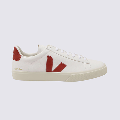 Shop Veja White And Red Leather Campo Sneakers In Extra_white_rouille