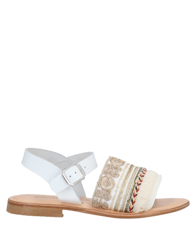 Shop Stringart Woman Sandals White Size 7 Soft Leather, Textile Fibers