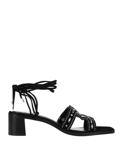 Fioutal Studded Cutout Suede Sandals In Black
