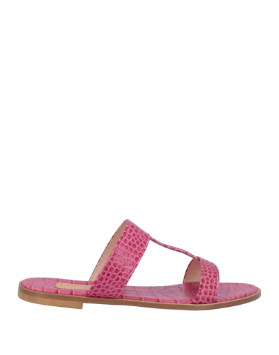 Shop Avec Modération Woman Sandals Fuchsia Size 8 Soft Leather In Pink