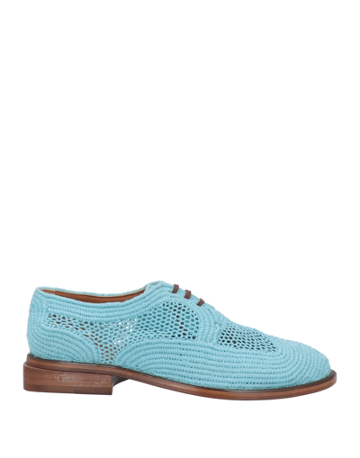 Shop Clergerie Woman Lace-up Shoes Azure Size 6 Textile Fibers In Blue