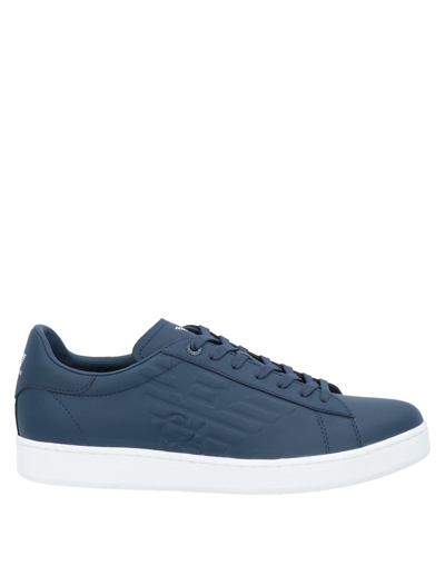 Shop Ea7 Man Sneakers Blue Size 4 Soft Leather