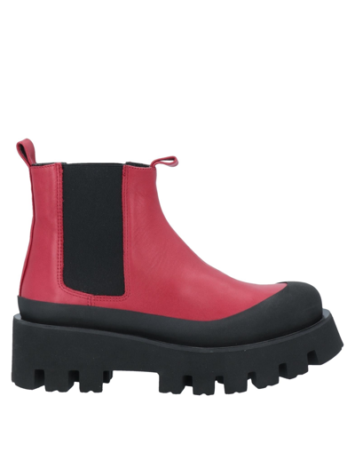 Shop Paloma Barceló Woman Ankle Boots Red Size 7 Soft Leather, Textile Fibers