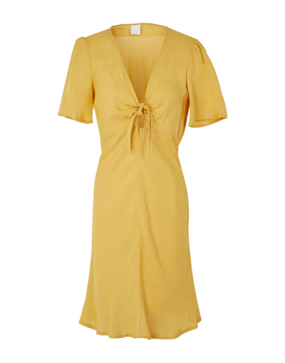 Shop 8 By Yoox Viscose-linen S/sleeve Mini Dress Woman Mini Dress Ocher Size 10 Viscose, Linen In Yellow