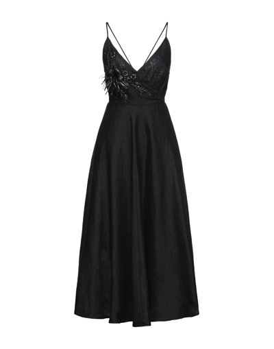 Shop Clips Woman Midi Dress Black Size 10 Linen