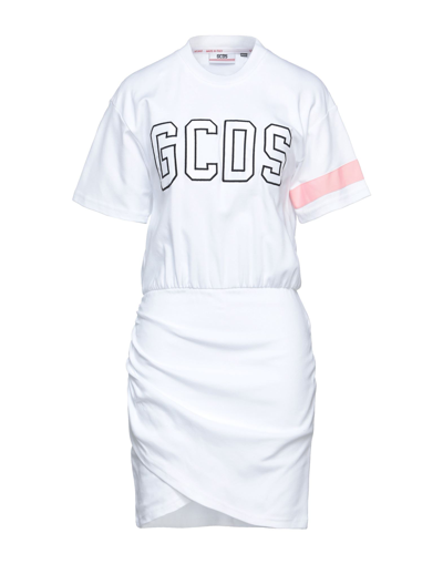 Shop Gcds Woman Mini Dress White Size Xl Cotton