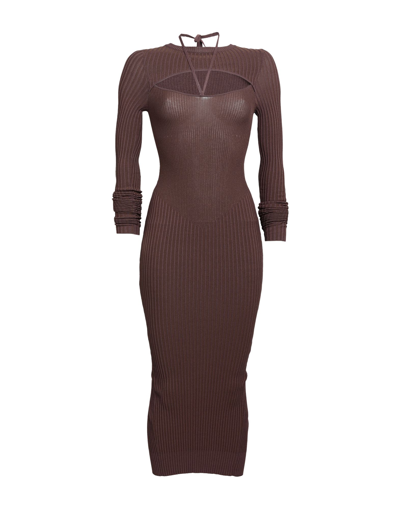 Shop Adamo Andrea Adamo Andreādamo Woman Midi Dress Brown Size L Viscose, Polyester, Polyamide, Elastane