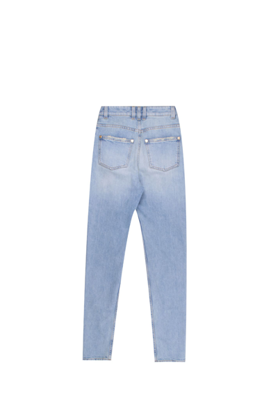 Shop Balmain Cotton Jeans In Light Blue