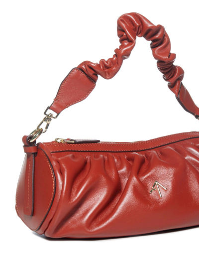 Shop Manu Atelier Cylinder Chained Shoulder Bag In Cuoio