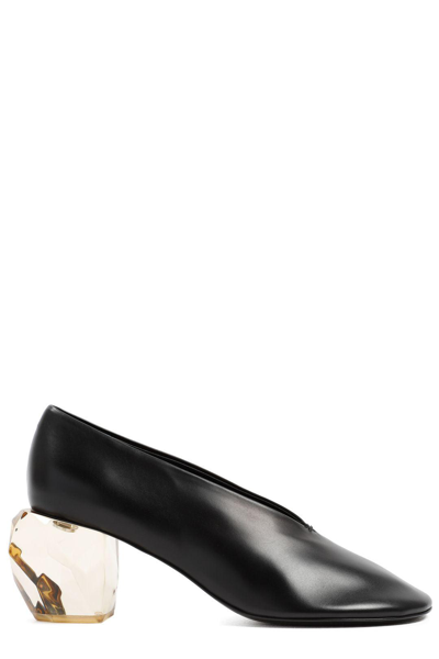 Shop Jil Sander Perspex Block Heel Round-toe Pumps In Nero