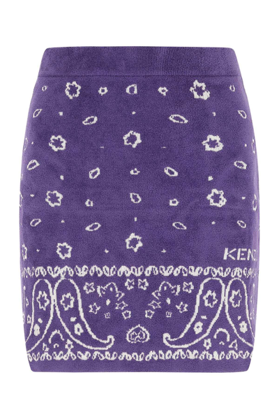 Shop Kenzo Bandana Print Terry Mini Skirt In Violet Fonce