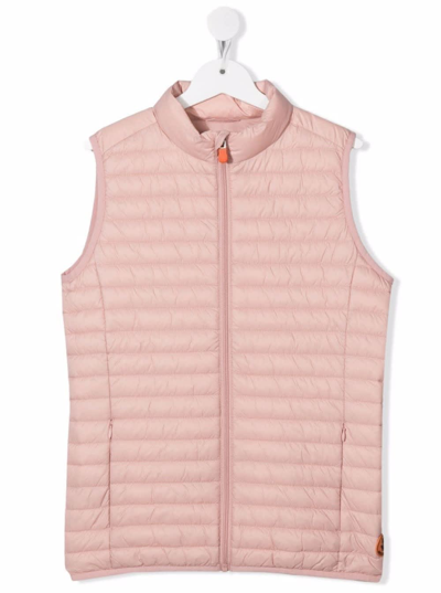 Shop Save The Duck Kids Girls Andy Ecological Pink Quilted Nylon Vest