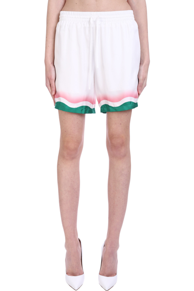 Shop Casablanca Shorts In White Silk