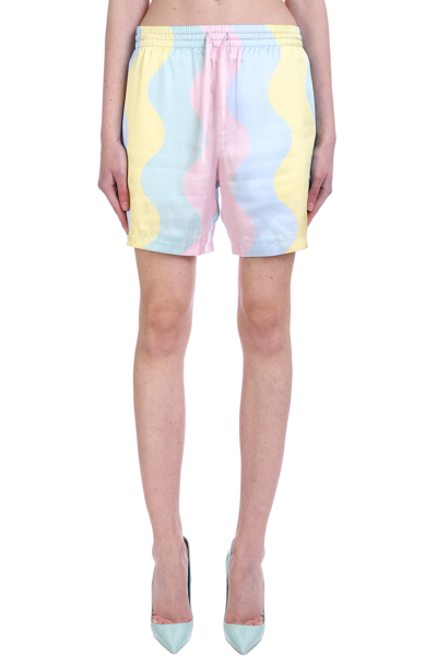 Shop Casablanca Shorts In Multicolor Silk