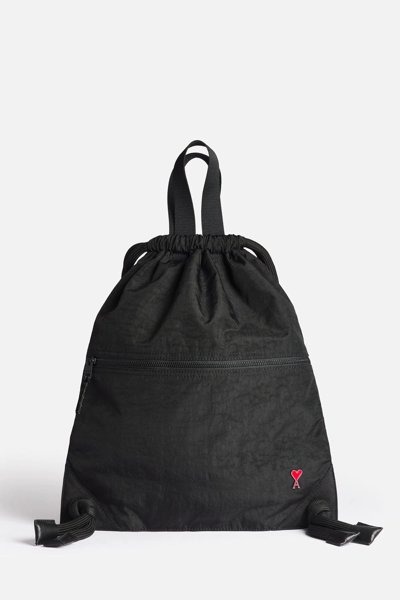 Shop Ami Alexandre Mattiussi Swim Bag With Ami De Coeur Rivet In Black