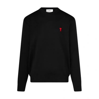 Shop Ami Alexandre Mattiussi Ami De Coeur Crewneck Sweater In Black