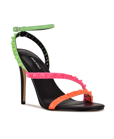 Shop Nine West Women's Mitz Ankle Strap Dress Sandals Women's Shoes In Neon Multi
