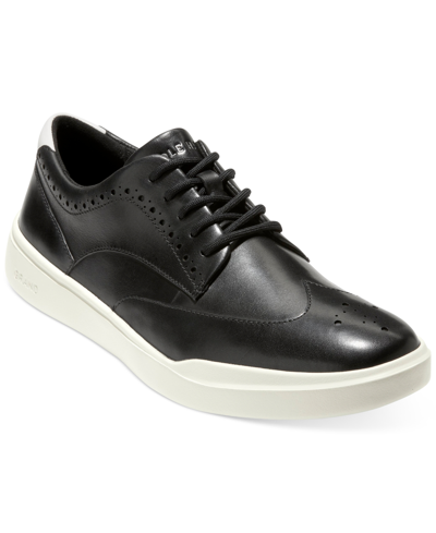 Shop Cole Haan Men's Grand Crosscourt Wingtip Sneakers Men's Shoes In Black/blanc De Blanc