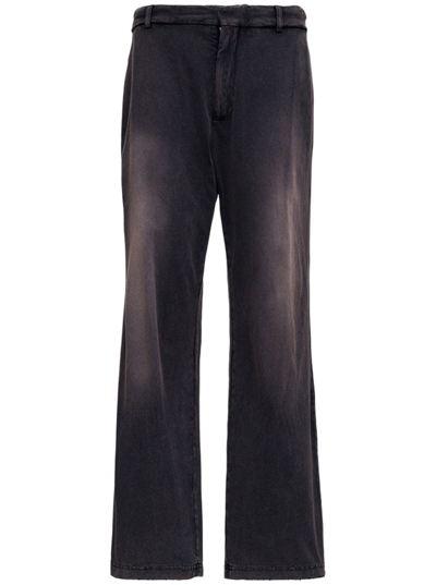 Shop Balenciaga Slim Trousers In Black Washed Cotton