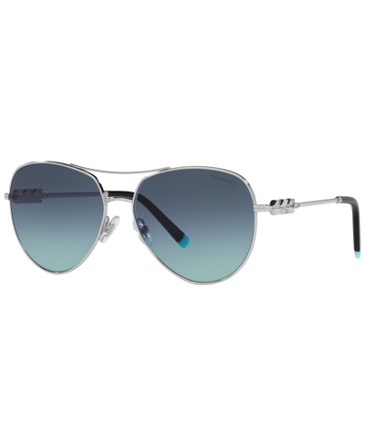 Shop Tiffany & Co Women's Sunglasses, Tf3083b 59 In Silver-tone