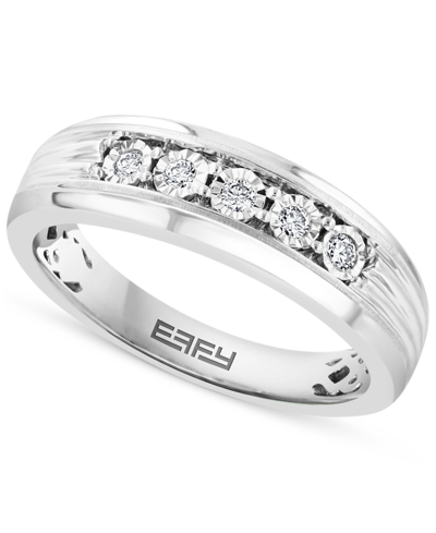 Shop Effy Collection Effy Men's Diamond Ring (1/6 Ct. T.w.) In Sterling Silver (also Available 14k Gold-plated Sterling S