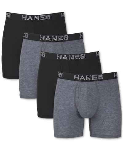 Shop Hanes Men's 4-pk. Ultimate Comfort Flex Fit Ultra Soft Boxer Briefs In Black/grey