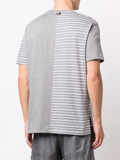 Shop Thom Browne Striped Panel T-shirt In Grey