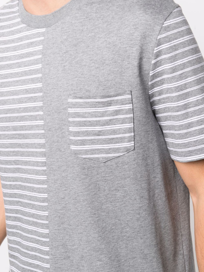 Shop Thom Browne Striped Panel T-shirt In Grey