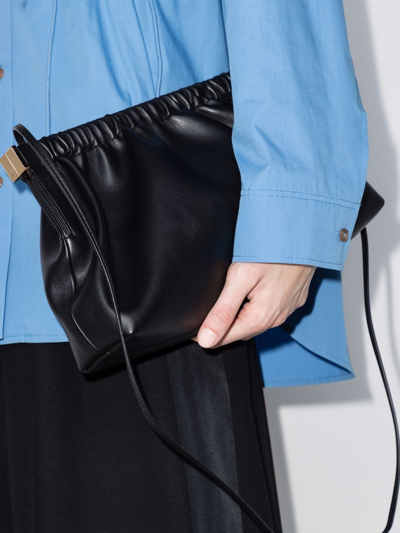 Nanushka Structured Black Clutch With Gathered Design In Schwarz