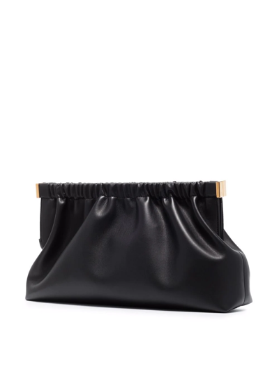 Nanushka Structured Black Clutch With Gathered Design In Schwarz