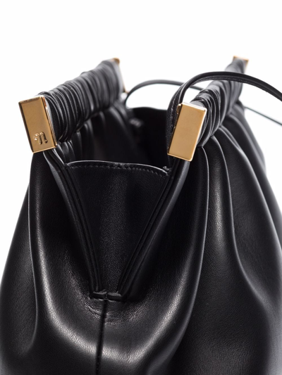 Nanushka Structured Black Clutch With Gathered Design In Schwarz