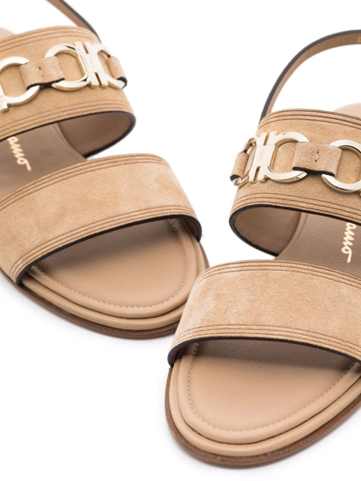 Ferragamo Double-strap Slingback Sandals In Nude